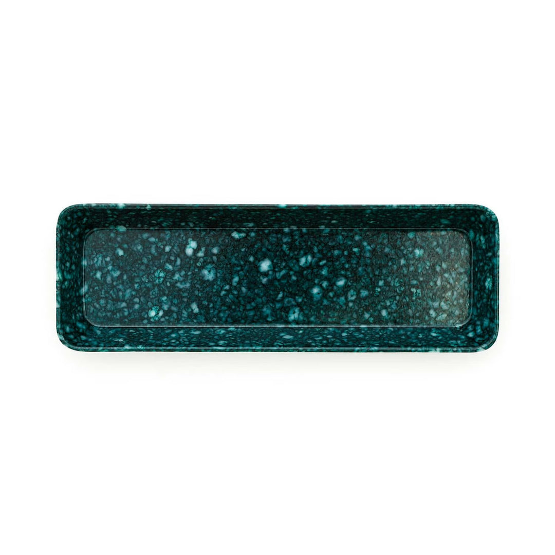 Marbled Melamine Pen Tray - Dark Green