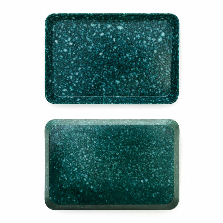 Marbled Melamine Tray - Dark Green