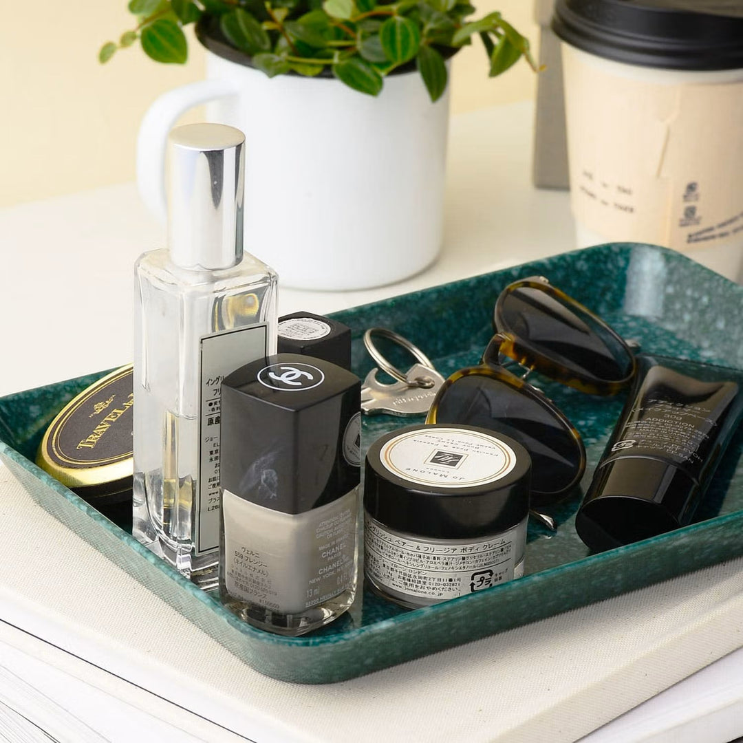 Marbled Melamine Tray - Dark Green