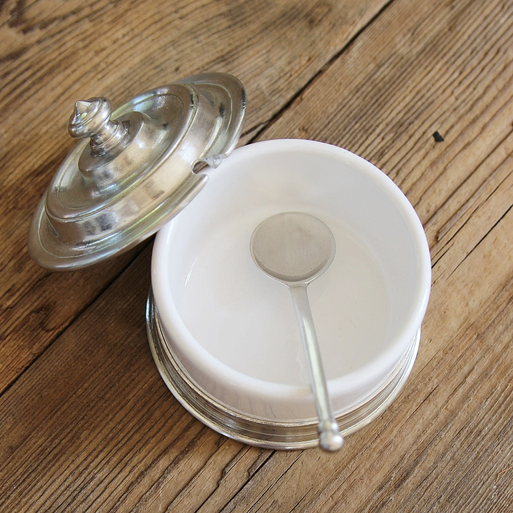 Marmeladendose Convivio aus Keramik und Zinn im Set