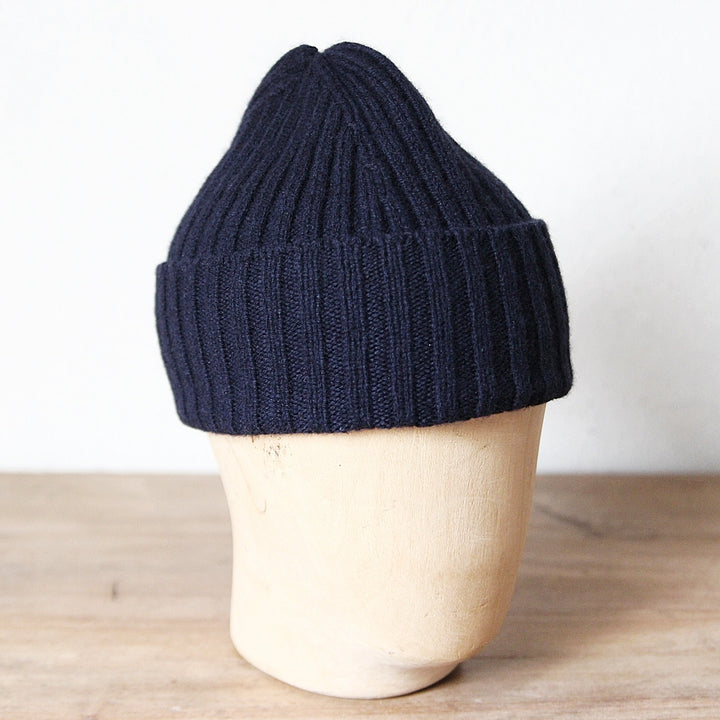 Ribbed Lambswool Hat - Navy
