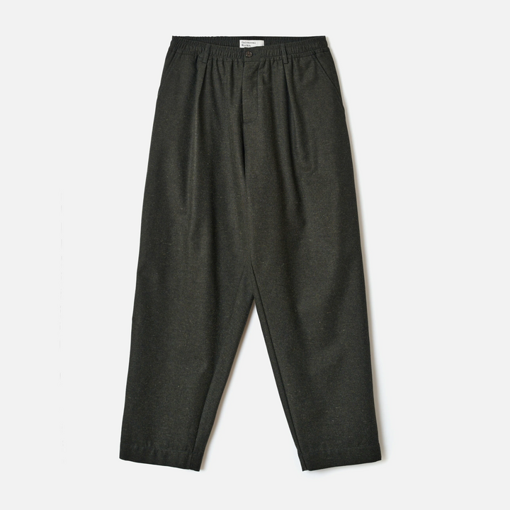 Pleated Track Pant - Olive Recycled Italian Tweed