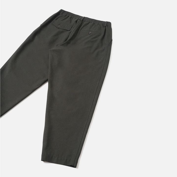 Pleated Track Pant - Olive Recycled Italian Tweed