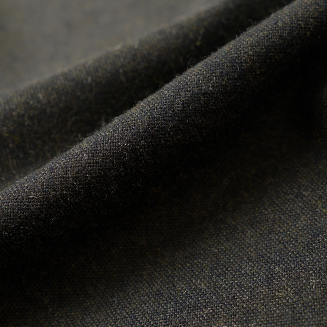Pleated Track Pant - Olive Recycled Italian Tweed
