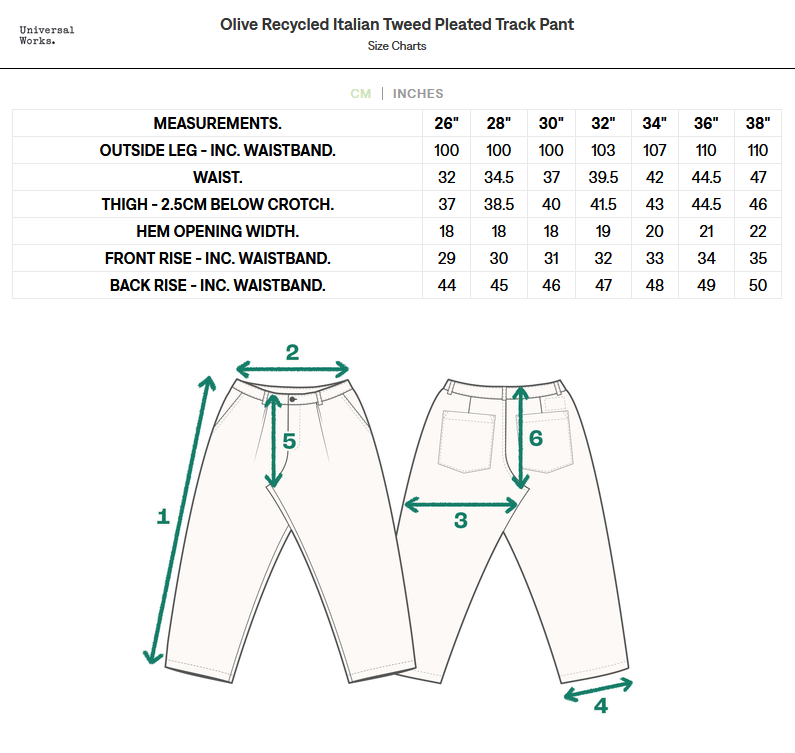 Pleated Track Pant - Olive Recycled Italian Tweed