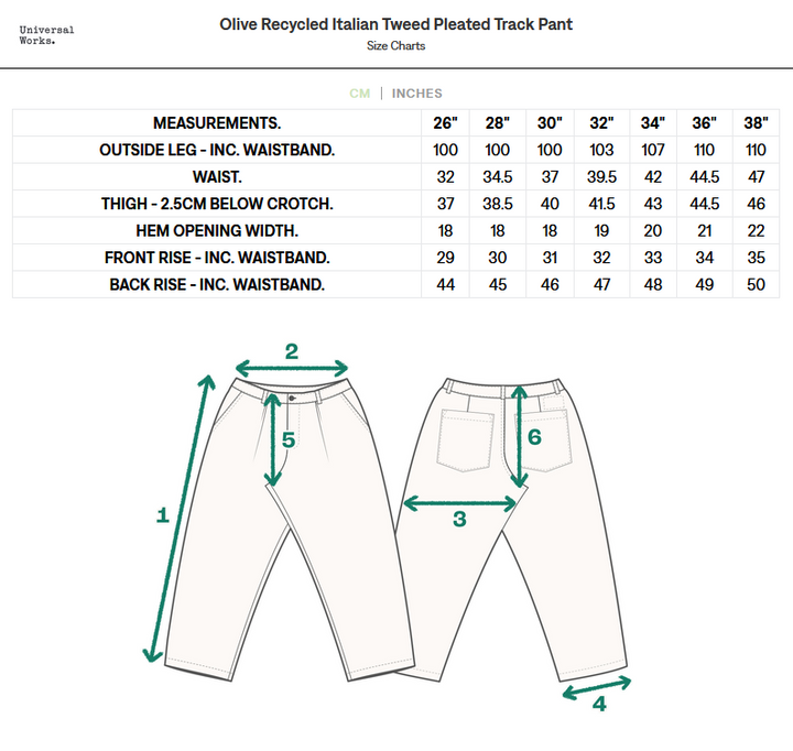 Pleated Track Pant - Olive Recycled Italian Tweed