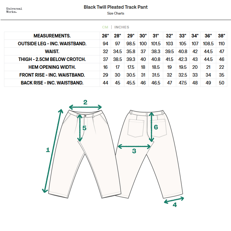 Pleated Track Pant - Black Twill