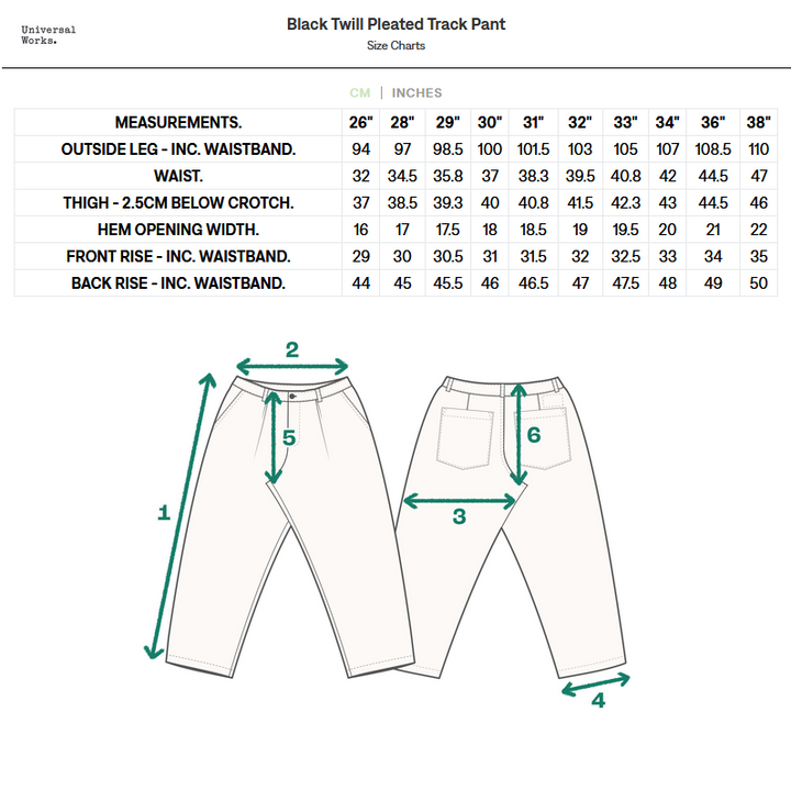 Pleated Track Pant - Black Twill