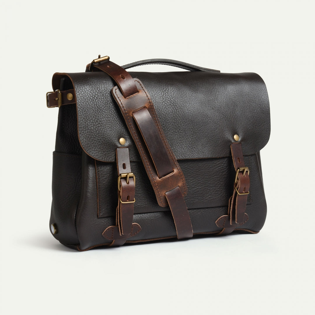 Leder Postman Tasche mit Klappe und Riemenverschluss