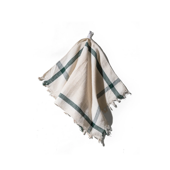 PUEBCO India Cloth Green Line aus naturfarbener Baumwolle mit grünen Linien