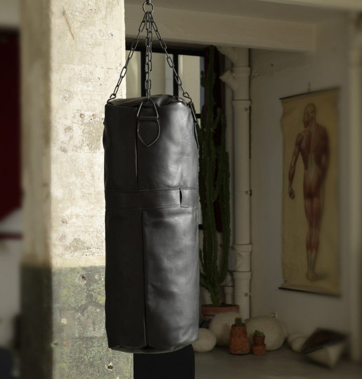 Vintage Leather Punching Bag 1920 in Black