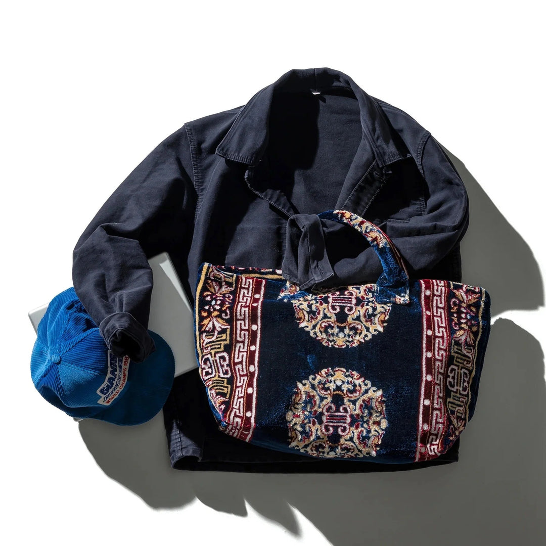 Rug Fabric Bag - Navy Blue