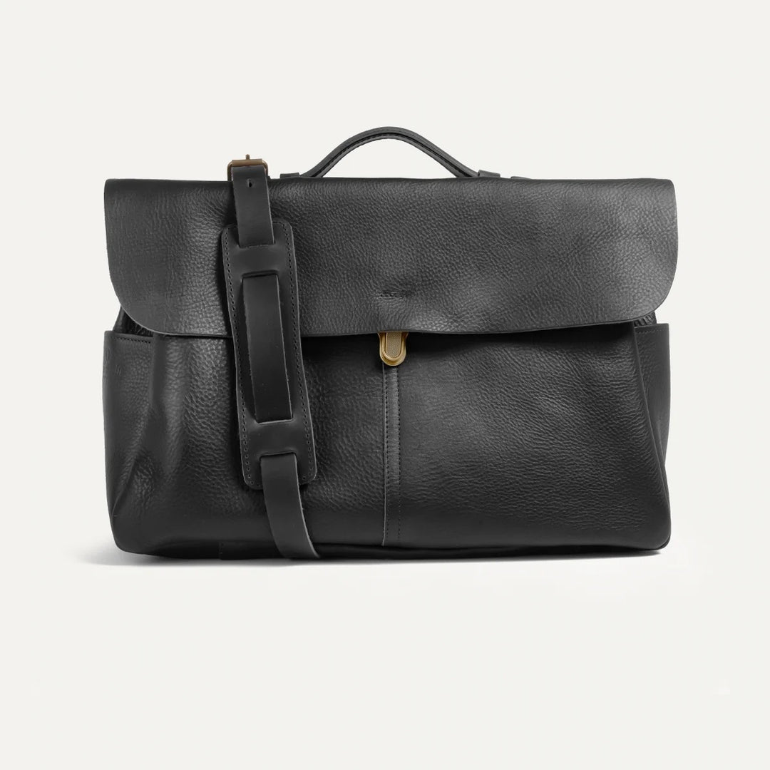 Satchel Tasche Charles aus Leder in Schwarz von Bleu de Chauffe