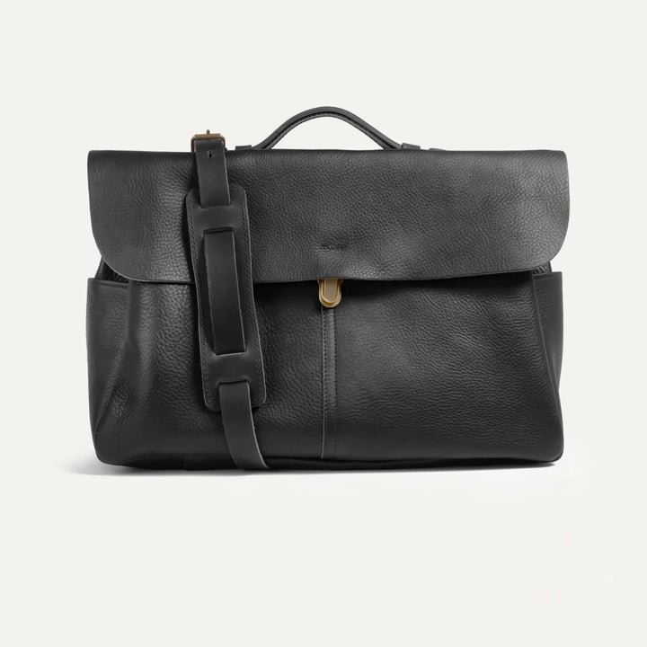 Satchel Tasche Charles aus Leder in Schwarz von Bleu de Chauffe
