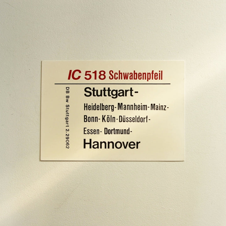 Original Zuglaufschild „IC 518 Schwabenpfeil“