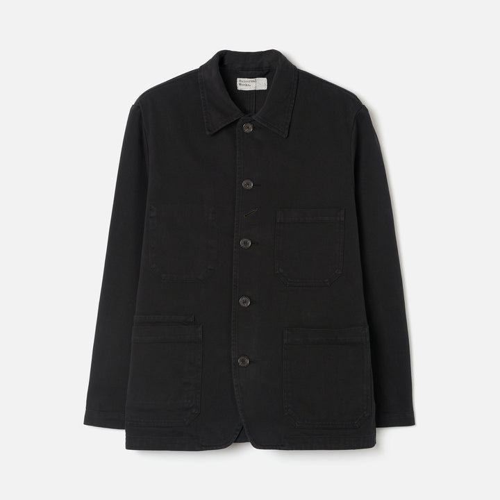 Universal Works OG Bakers Jacket in Schwarz aus Bio-Baumwolle