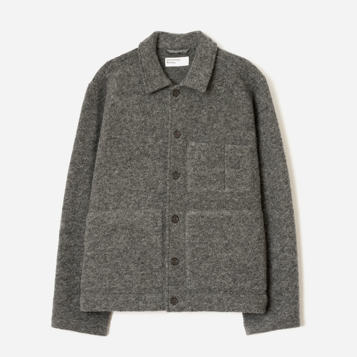 Universal Works Wool Fleece Uniform Jacket in Grey Marl
