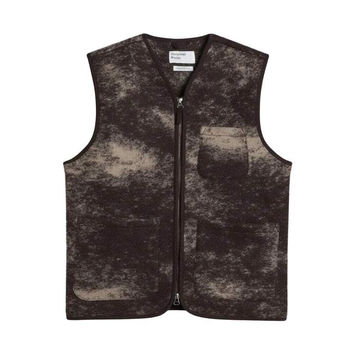 Zip Gilet - Cloud Camo Knit Brown