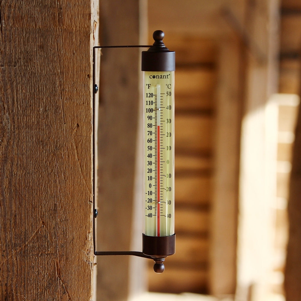 Wandthermometer Bronze Patina von Conant an Holz montiert