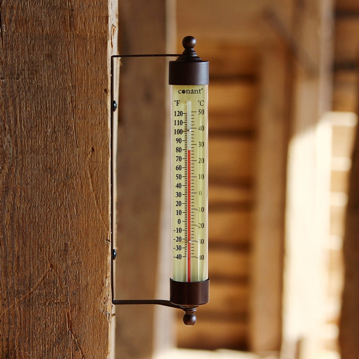 Wandthermometer Bronze Patina von Conant an Holz montiert