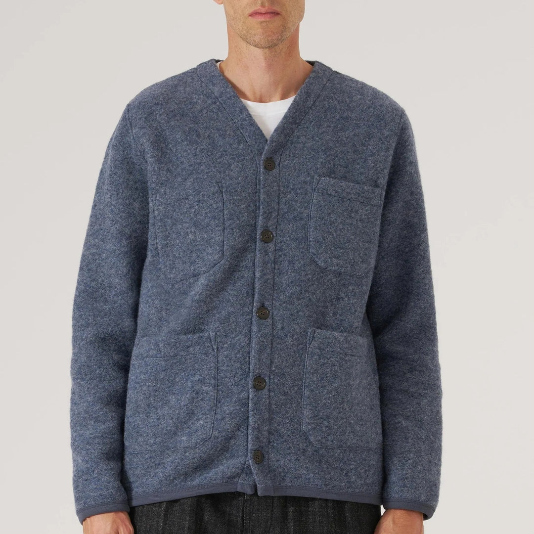 Cardigan en laine polaire – Bleu ardoise