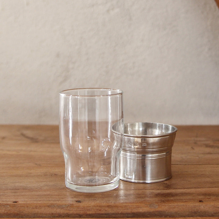 Zahnputzbecher Irlanda bestehend aus Glas und Zinnbecher