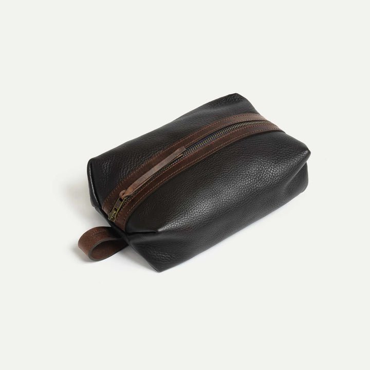 Zazou Toiletry Leather Case - dark brown