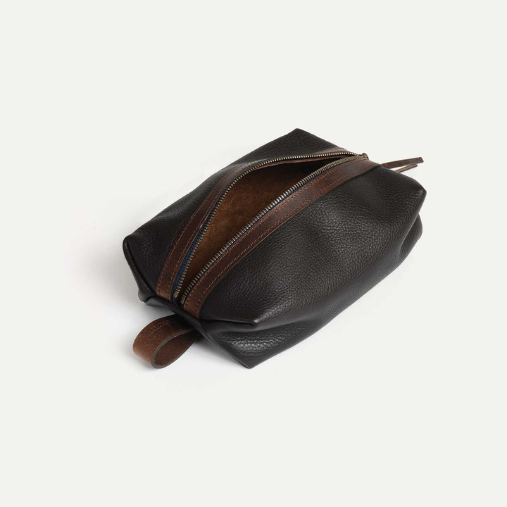 Zazou Toiletry Leather Case - dark brown