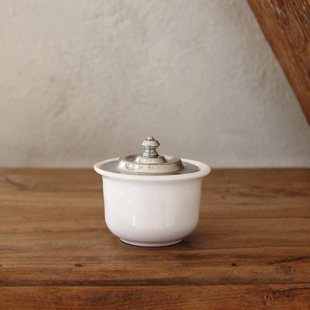 Zuckerdose Convivio aus Keramik mit Zinndeckel von Cosi Tabellini