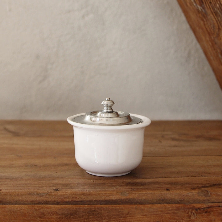 Zuckerdose Convivio aus Keramik mit Zinndeckel von Cosi Tabellini