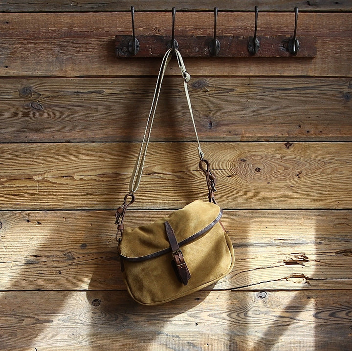 Musette de pêcheur XS en daim tabac