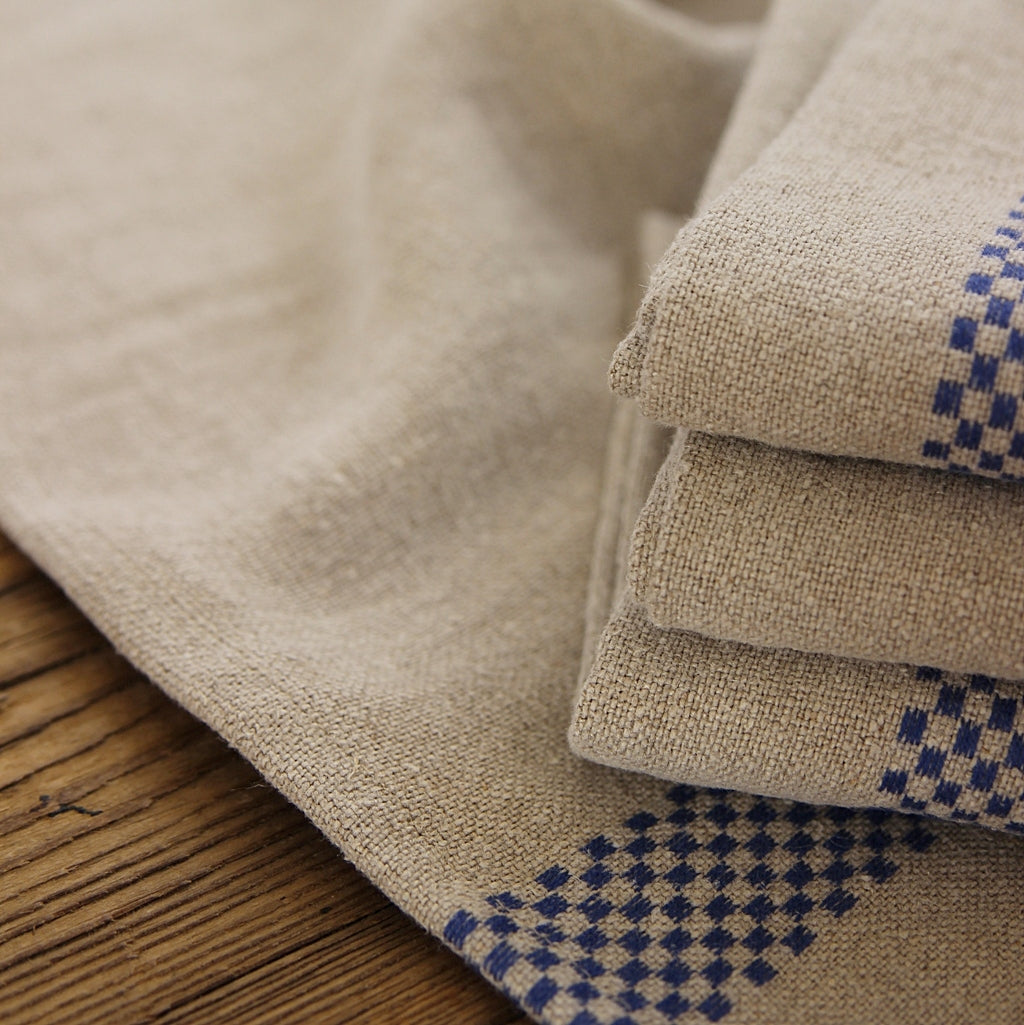 Linen Tea Towel Lustucru - naturel/bleu