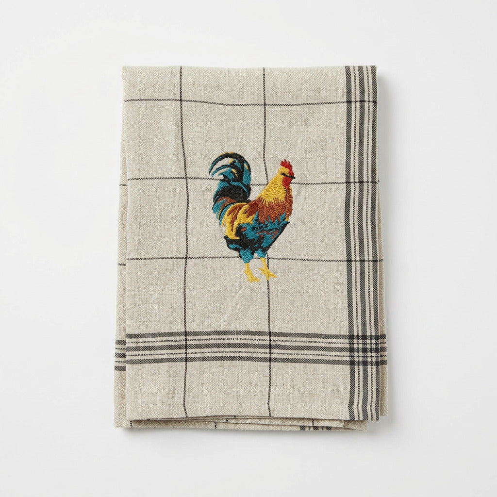 Linen Tea Towel Bistro Rooster